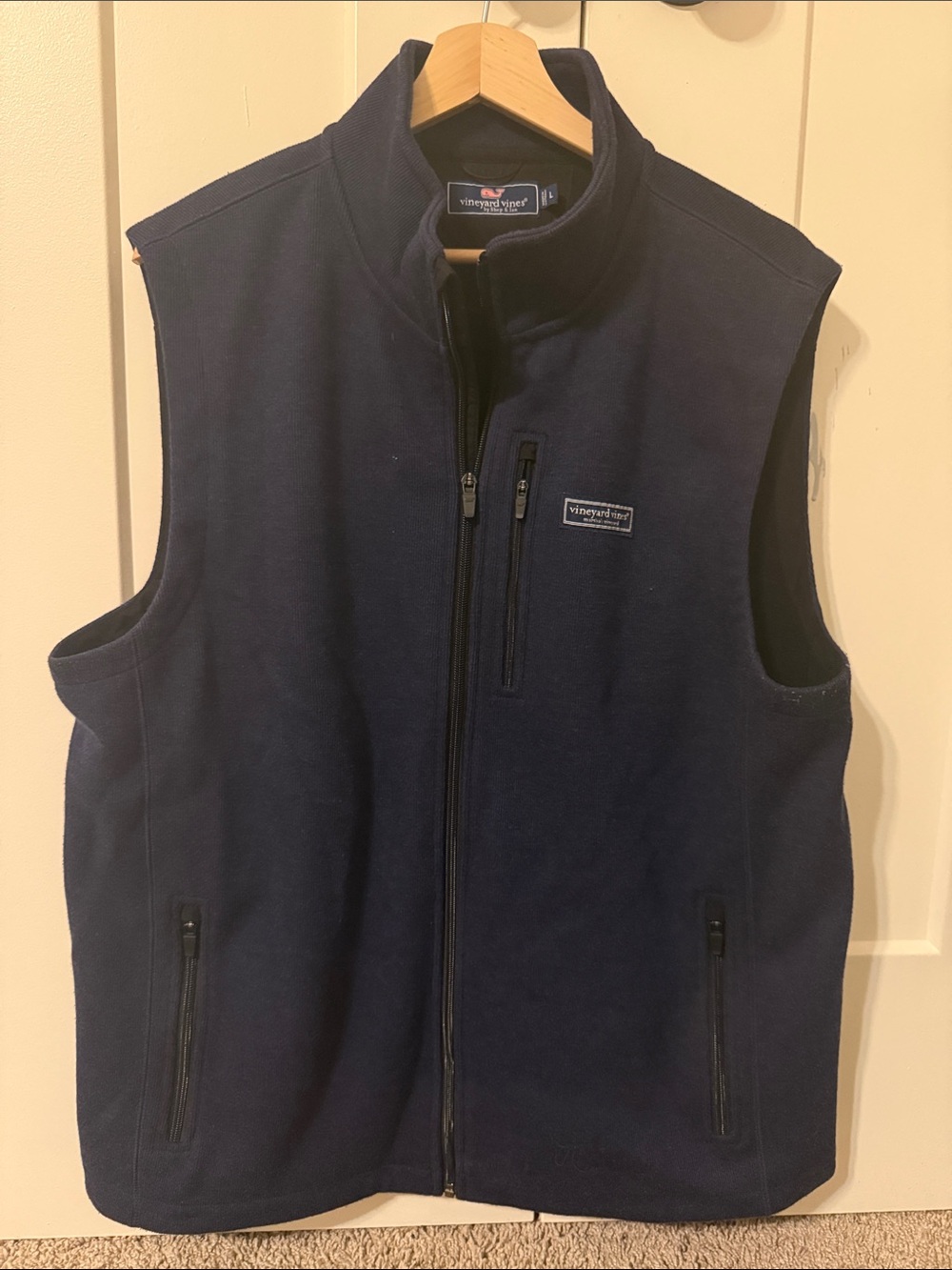 Vineyard Vines Men's Navy Fleece Vest with Zip Pockets